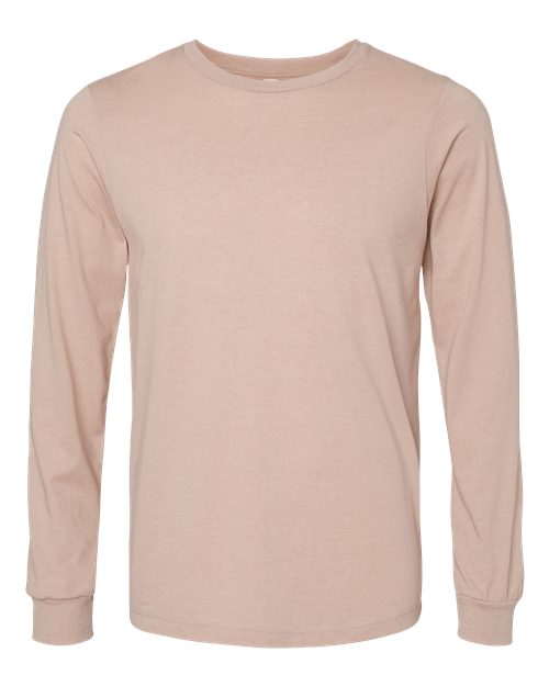 BELLA + CANVAS Heather CVC Long Sleeve Tee 3501CVC - Heather Pink Gravel