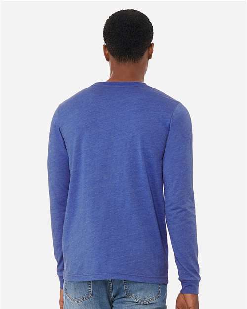 BELLA + CANVAS Heather CVC Long Sleeve Tee 3501CVC - Heather True Royal
