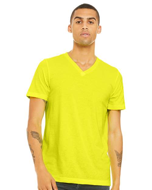 BELLA + CANVAS Unisex Heather CVC V-Neck Tee 3005CVC - Neon Yellow