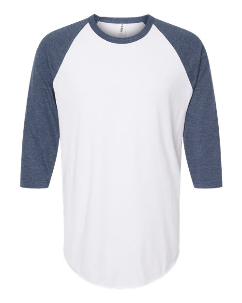Tultex Unisex Fine Jersey Raglan T-Shirt 245 - White/ Heather Denim