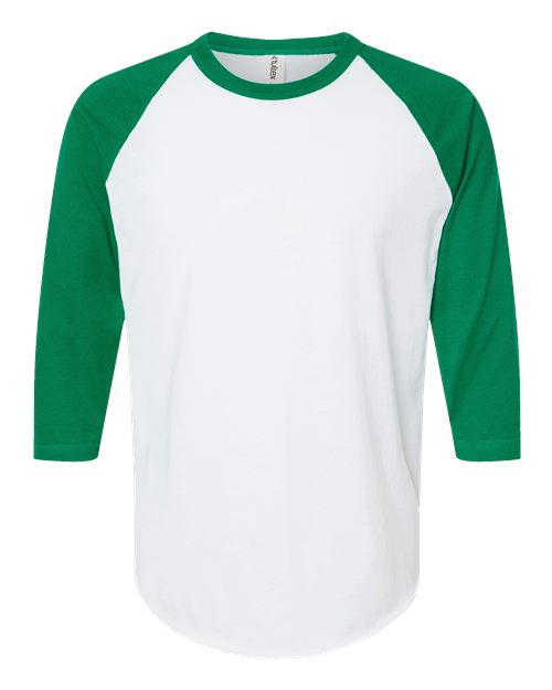 Tultex Unisex Fine Jersey Raglan T-Shirt 245 - White/ Kelly