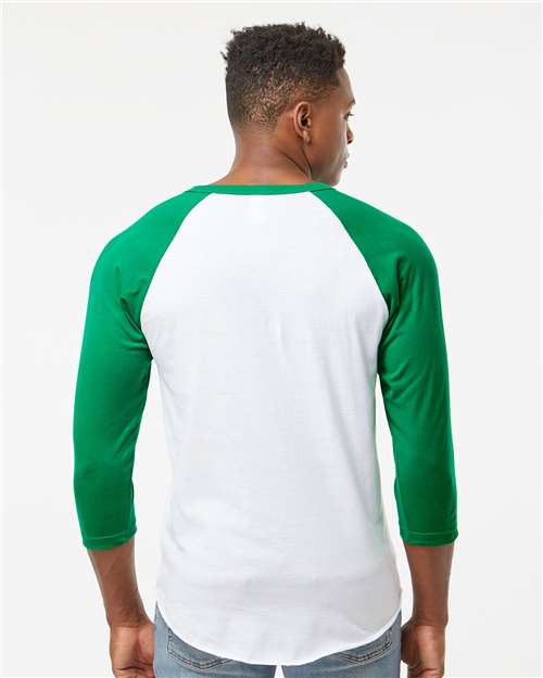 Tultex Unisex Fine Jersey Raglan T-Shirt 245 - White/ Kelly