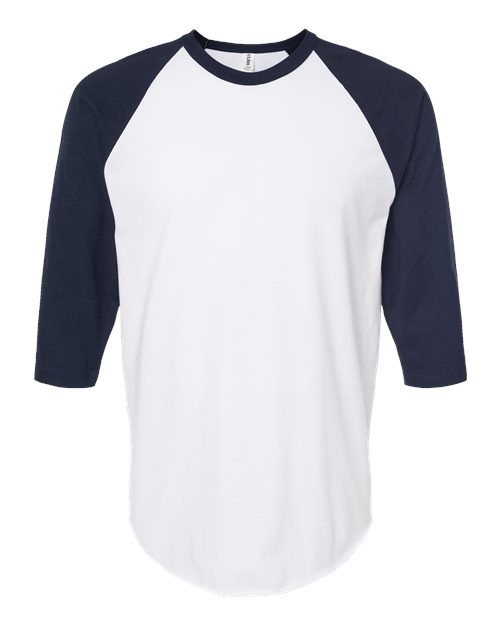 Tultex Unisex Fine Jersey Raglan T-Shirt 245 - White/ Navy