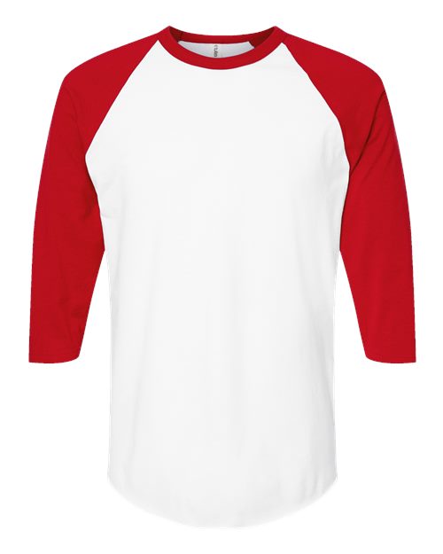 Tultex Unisex Fine Jersey Raglan T-Shirt 245 - White/ Red
