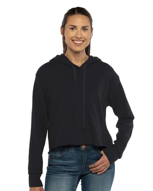 Next Level Women's Laguna Sueded Raw Edge Crop Hoodie Sweatshirt 9384