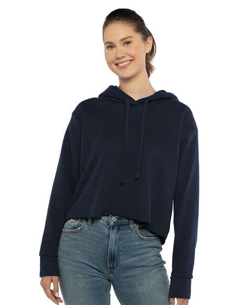 Next Level Women's Laguna Sueded Raw Edge Crop Hoodie Sweatshirt 9384