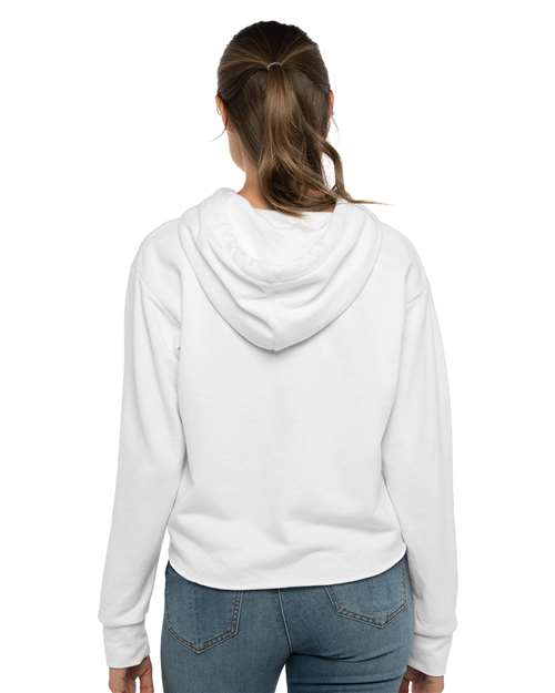 Next Level Women's Laguna Sueded Raw Edge Crop Hoodie Sweatshirt 9384