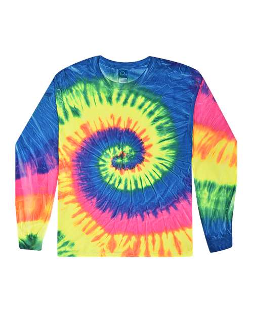 Colortone Unisex Tie-Dyed Long Sleeve T-Shirt 2000 - Neon Rainbow