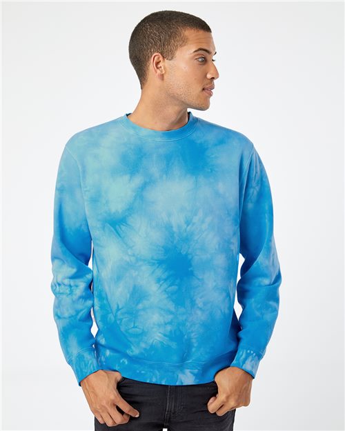 Independent Trading Co. Unisex Midweight Tie-Dyed Crewneck Sweatshirt PRM3500TD