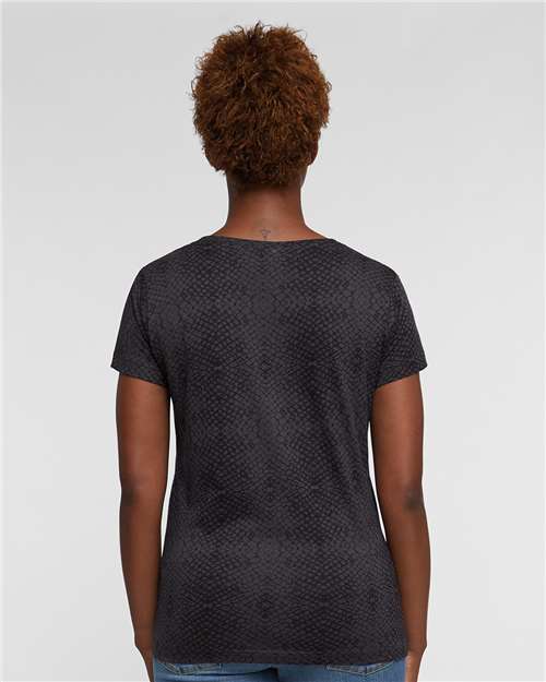 LAT Women's Fine Jersey Tee 3516 - Black Reptile