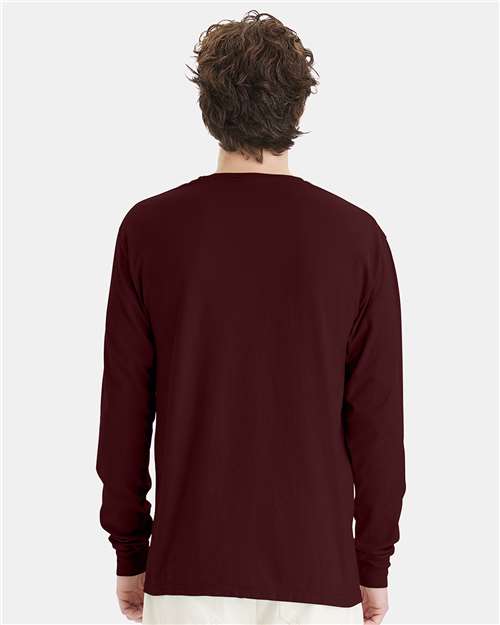ComfortWash by Hanes Unisex Garment-Dyed Long Sleeve T-Shirt GDH200 - Maroon