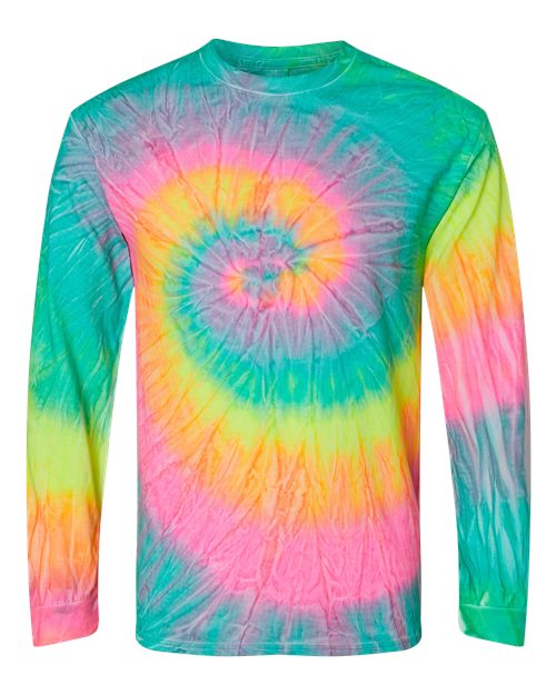 Colortone Unisex Tie-Dyed Long Sleeve T-Shirt 2000 - Minty Rainbow