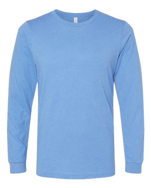 BELLA + CANVAS Heather CVC Long Sleeve Tee 3501CVC - Heather Carolina Blue