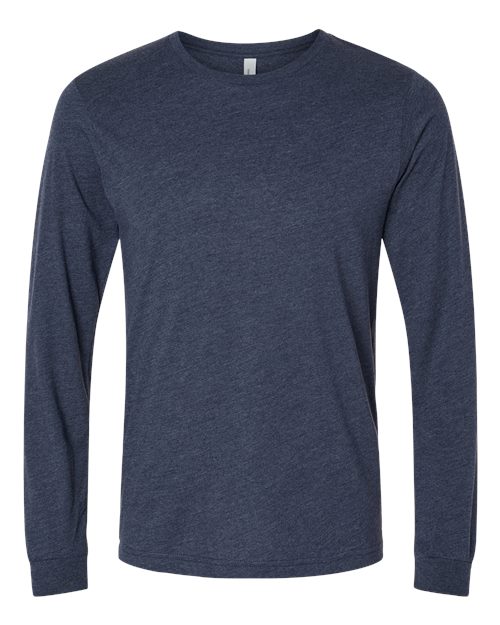 BELLA + CANVAS Heather CVC Long Sleeve Tee 3501CVC - Heather Midnight Navy