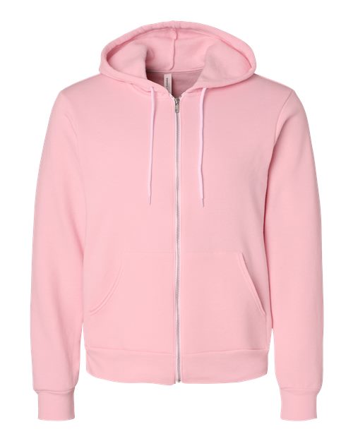 BELLA + CANVAS Unisex Sponge Fleece Full-Zip Hoodie Sweatshirt 3739 - Pink
