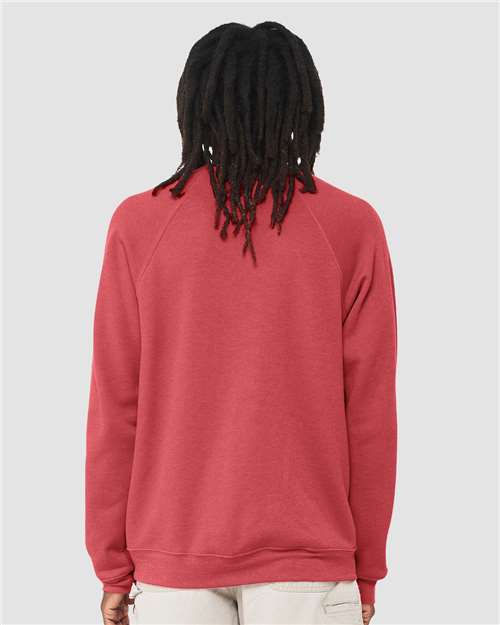 BELLA + CANVAS Unisex Sponge Fleece Raglan Crewneck Sweatshirt 3901 - Heather Red
