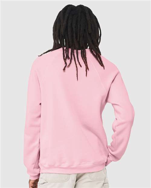 BELLA + CANVAS Unisex Sponge Fleece Raglan Crewneck Sweatshirt 3901 - Pink