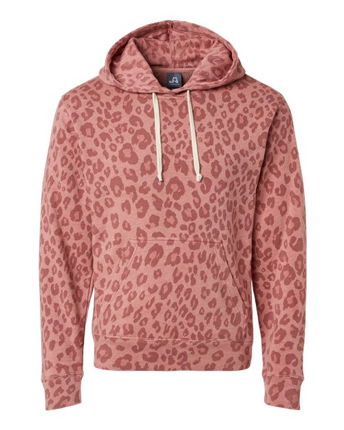 J. America Men's Triblend Fleece Hooded Sweatshirt 8871 - Dusty Rose Leopard Triblend