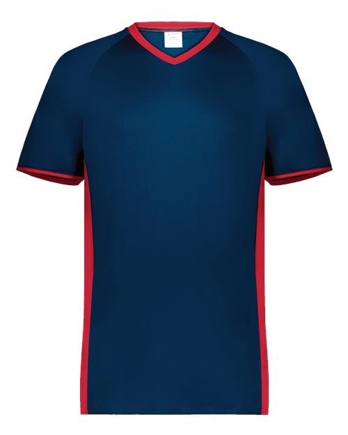 Augusta Sportswear Men's Cutter V-Neck Jersey 6907 - Navy/ Scarlet