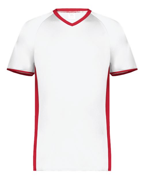 Augusta Sportswear Men's Cutter V-Neck Jersey 6907 - White/ Scarlet