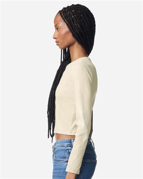 American Apparel Women's Baby Rib Long Sleeve Cropped Tee BR2107