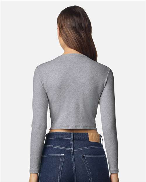 American Apparel Women's Baby Rib Long Sleeve Cropped Tee BR2107
