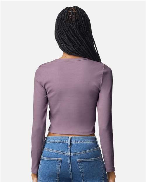 American Apparel Women's Baby Rib Long Sleeve Cropped Tee BR2107