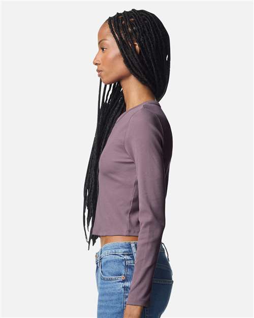 American Apparel Women's Baby Rib Long Sleeve Cropped Tee BR2107