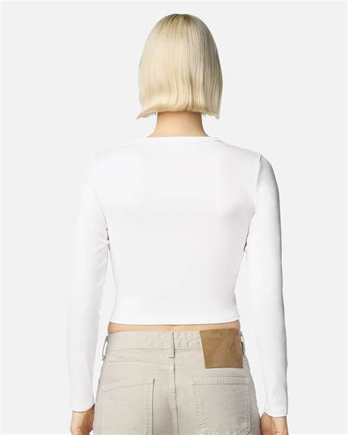American Apparel Women's Baby Rib Long Sleeve Cropped Tee BR2107