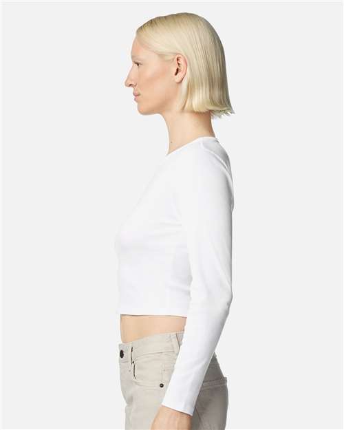 American Apparel Women's Baby Rib Long Sleeve Cropped Tee BR2107