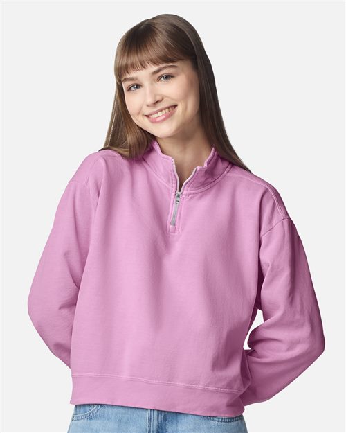 Comfort Colors Women's Garment-Dyed Mid-Length Quarter-Zip Sweatshirt 1580L