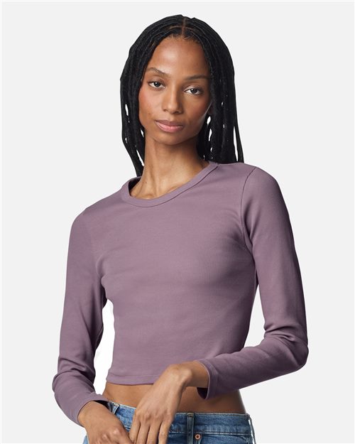 American Apparel Women's Baby Rib Long Sleeve Cropped Tee BR2107