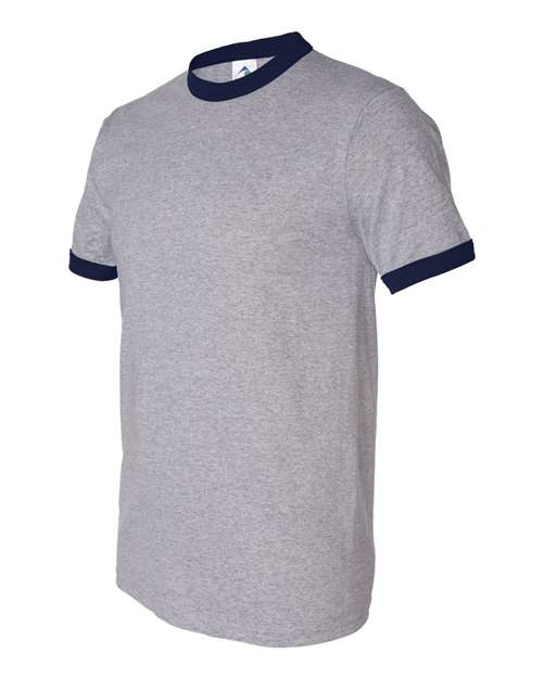 Augusta Sportswear Unisex 50/50 Ringer T-Shirt 710 - Athletic Heather/ Navy