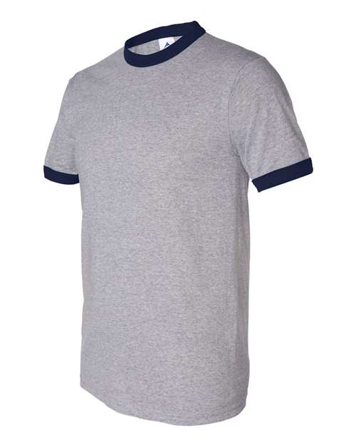 Augusta Sportswear Unisex 50/50 Ringer T-Shirt 710 - Athletic Heather/ Navy