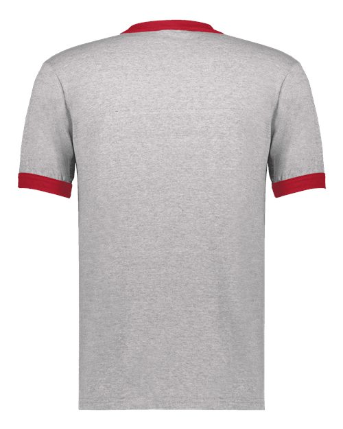 Augusta Sportswear Unisex 50/50 Ringer T-Shirt 710 - Athletic Heather/ Red