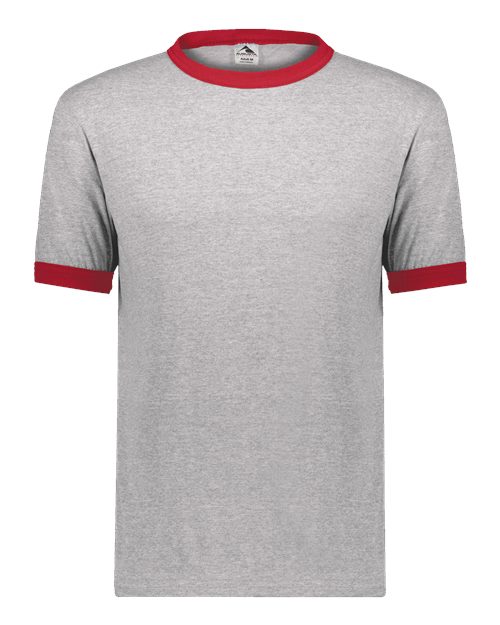 Augusta Sportswear Unisex 50/50 Ringer T-Shirt 710 - Athletic Heather/ Red
