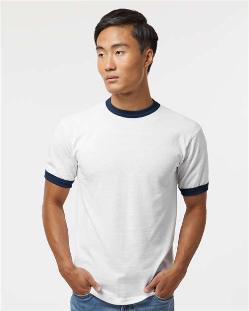 Augusta Sportswear Unisex 50/50 Ringer T-Shirt 710 - White/ Navy