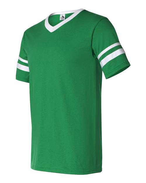 Augusta Sportswear V-Neck Jersey with Striped Sleeves 360 - Kelly/ White