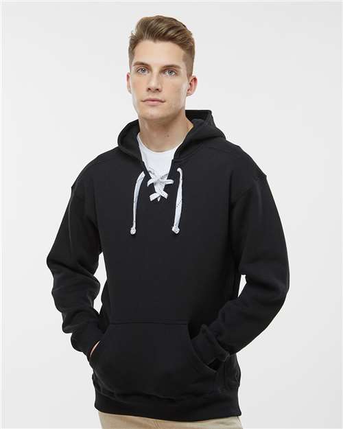 J. America Men's Sport Lace Hooded Sweatshirt 8830 - Black