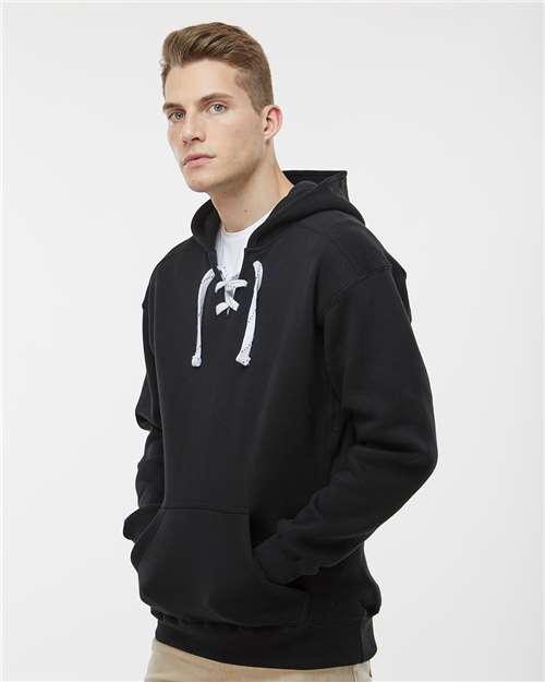 J. America Men's Sport Lace Hooded Sweatshirt 8830 - Black