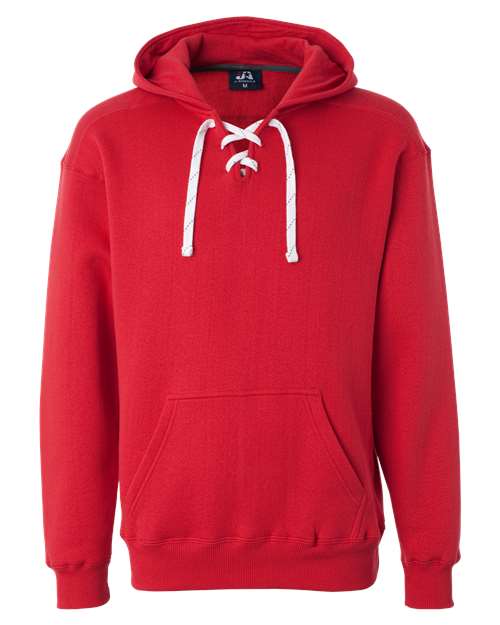 J. America Men's Sport Lace Hooded Sweatshirt 8830 - Red