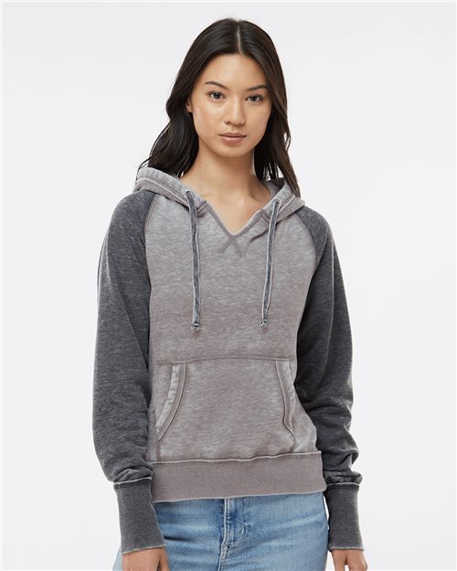 J. America Women's Zen Fleece Raglan Hooded Sweatshirt 8926
