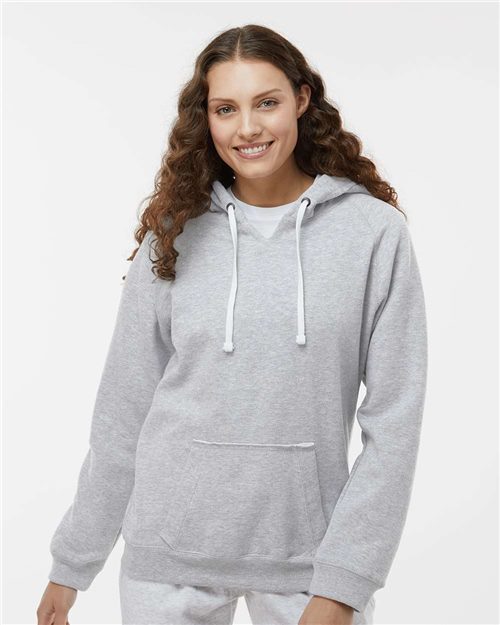 J. America Women's Sueded V-Neck Hooded Sweatshirt 8836