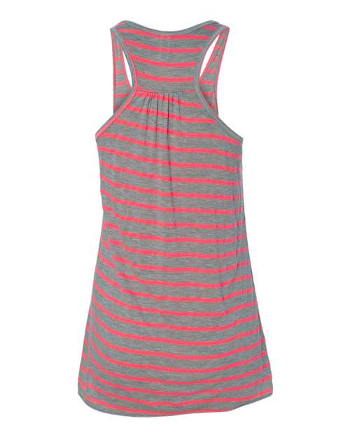 BELLA + CANVAS Women's Flowy Racerback Tank 8800 - Athletic Heather/ Neon Pink