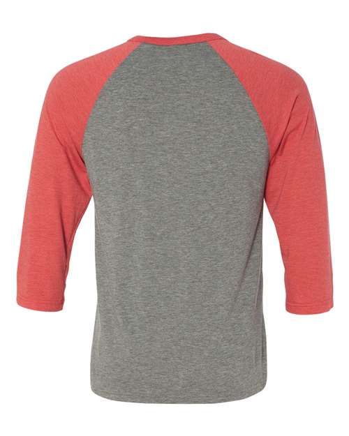 BELLA + CANVAS Unisex Three-Quarter Sleeve Baseball Tee 3200 - Grey/ Red Triblend