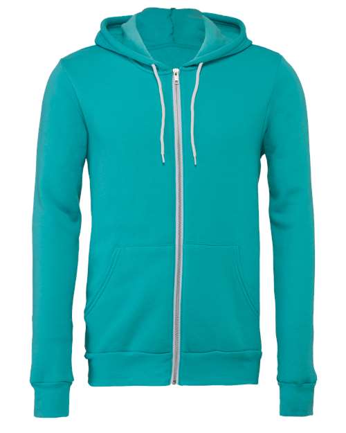 BELLA + CANVAS Unisex Sponge Fleece Full-Zip Hoodie Sweatshirt 3739 - Teal