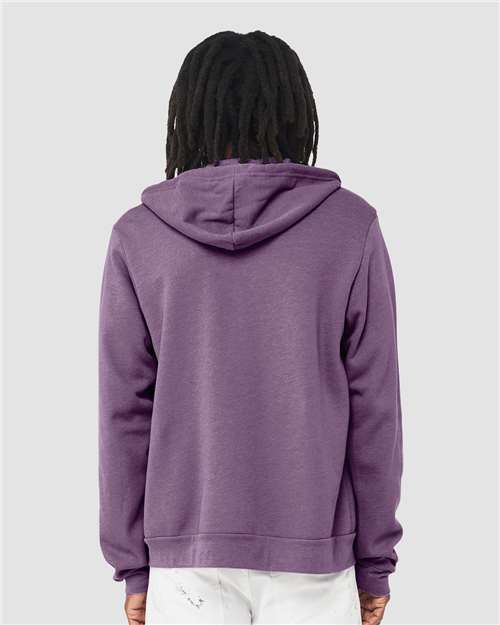 BELLA + CANVAS Unisex Sponge Fleece Full-Zip Hoodie Sweatshirt 3739 - Heather Team Purple