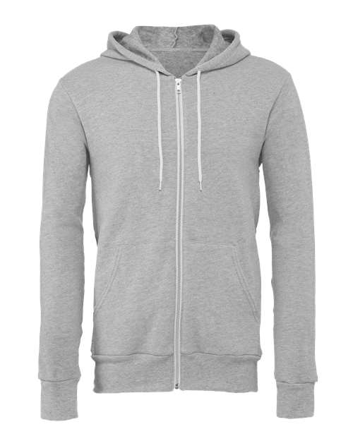 BELLA + CANVAS Unisex Sponge Fleece Full-Zip Hoodie Sweatshirt 3739 - Athletic Heather