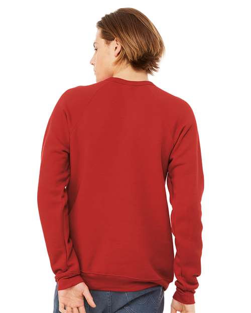 BELLA + CANVAS Unisex Sponge Fleece Raglan Crewneck Sweatshirt 3901 - Red