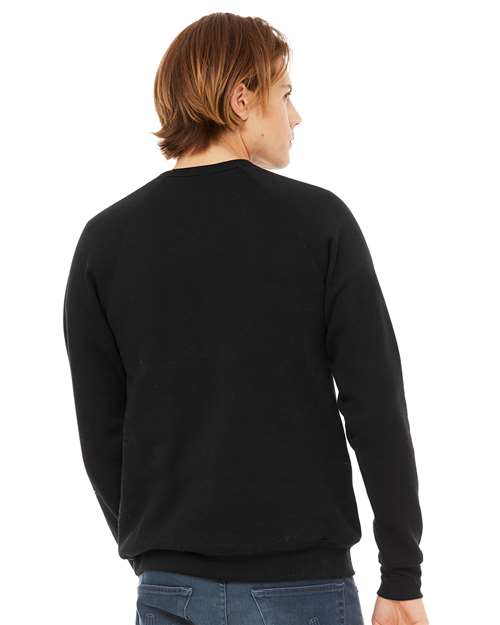 BELLA + CANVAS Unisex Sponge Fleece Raglan Crewneck Sweatshirt 3901 - Black
